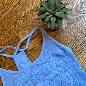 Baby Blue Razor Back Stretch Tank Top. Size: Small